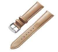 SZCURC Bracelet en cuir véritable motif litchi cuir souple 14-22 mm accessoires de bracelet de montre, Beige, 13 mm