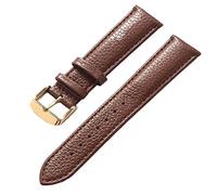 SZCURC Bracelet en cuir véritable motif litchi cuir souple 14-22 mm accessoires de bracelet de montre, or brun foncé, 18 mm