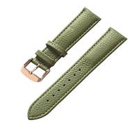 SZCURC Bracelet en cuir véritable motif litchi cuir souple 14-22 mm accessoires de bracelet de montre, rose vert olive, 14 mm