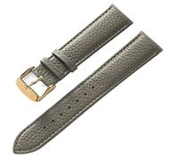 SZCURC Bracelet en cuir véritable motif litchi cuir souple 14-22 mm accessoires de bracelet de montre, Or gris, 17 mm