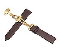 SZCURC chaîne de montre en cuir de vachette souple ultra-mince imperméable à l'eau boucle papillon bracelet de montre en cuir véritable, marron 8, 16 mm