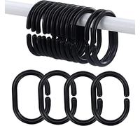 SZCXDKJ Lot de 12 anneaux coulissants en plastique pour rideau de douche Noir