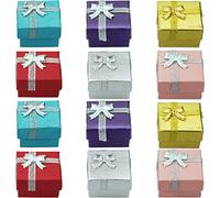 SZCXDKJ Lot de 12 boîtes à bijoux carrées en carton pour bagues et boucles d'oreilles en velours pour Noël, Saint-Valentin, collier et boucles d'oreilles