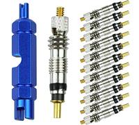 SZCXDKJ Lot de 12 noyaux de valve Presta, kit d'outils de démontage de valve Presta, noyau de valve Presta en cuivre sans chambre à air pour vélo de route universel avec clé à valve incluse