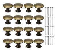 SZCXDKJ Lot de 16 boutons de tiroir ronds en cuivre vintage avec vis, pour tiroir, armoire, porte de placard