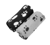 SZCXDKJ Lot de 2 couvertures à empreintes de pattes mignonnes 60 x 70 cm pour chiots et petits animaux Noir et gris