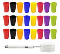 SZCXDKJ Lot de 24 gobelets réutilisables en plastique de 260 ml pour enfants, cuisine, fête en plein air, pique-nique, barbecue, voyage (8 couleurs) Livré avec une brosse