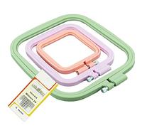 SZCXDKJ Lot de 3 cerceaux à broder en ABS avec cadre rectangulaire et aiguilles à broder pour loisirs créatifs Multicolore