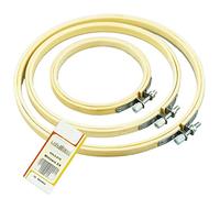 SZCXDKJ Lot de 3 cerceaux à broder ronds en bambou de 3 tailles pour point de croix pour travaux manuels, couture, avec aiguilles à broder à œil doré, cerceau à broder