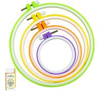 SZCXDKJ Lot de 4 cercles à broder ronds colorés en plastique pour broderie au point de croix - 16 aiguilles à coudre dorées