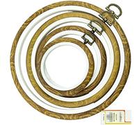 SZCXDKJ Lot de 4 cercles à broder ronds en plastique pour broderie au point de croix - 4 tailles - Pour loisirs créatifs, couture, 16 aiguilles à coudre à œil doré