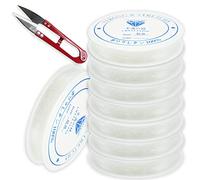 SZCXDKJ Lot de 6 cordons élastiques transparents pour la fabrication de bijoux, cordon invisible avec coupe-perles pour la fabrication de bracelets (8 m x 0,8 mm)