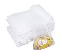 SZCXDKJ Sachets en organza, pochette cadeau en organza, pochette à bijoux, sachets de mariage, sachets de lavande (10 x 15 cm, blanc)