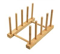 SZCXDKJ Support pour Assiettes de Cuisine en Bois de Bambou pour Planche à découper, égouttoir à Vaisselle, Organiseur pour Assiettes, Tasses, couvercles de Pot (1, 4 emplacements)