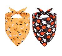 SZEE Halloween Chein Custome Déguisement Halloween Chat, Bandana pour Chiens Cadeau Décoratif avec Motif Citrouille, Foulards Lavables pour Petits/Moyens/Grands Chiens et Chats, Orange+Noir, L