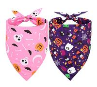 SZEE Halloween Chein Custome Déguisement Halloween Chat, Bandana pour Chiens Cadeau Décoratif avec Motif Citrouille, Foulards Lavables pour Petits/Moyens/Grands Chiens et Chats, Rose+Violet, XL