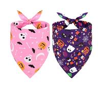 SZEE Halloween Chein Custome Déguisement Halloween Chat, Bandana pour Chiens Cadeau Décoratif avec Motif Citrouille, Foulards Lavables pour Petits/Moyens/Grands Chiens et Chats, Rose+Violet, L