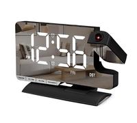 SZELAM Réveil numérique, projection de réveil, horloge miroir de 7,3", projecteur rotatif à 180°, double alarme avec 3 modes de réglage de la luminosité, heure d'été, fonction snooze, port de charge