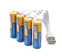 SZEMPTY Batterie Rechargeable AA USB Li-ION 1,5 V - Sortie constante - Haute capacité 2600 mWh - Piles AA - Charge Rapide 1,5 h - Port de Type C avec câble de Charge 4-1 (4 Piles AA)