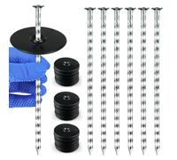 SZENSANG Lot de 200 piquets d'ancrage galvanisés anti-rouille avec 200 disques tampons, 150 mm de long, en spirale, pour le jardin, utilisés pour le gazon artificiel, la toile anti-mauvaises herbes