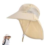 SZETOSY Kids Sun Hat with Neck Flap - Adjustable Summer Hat Wide Brim for Baby Toddler and Boys Girls,Aged 2-10 Beige