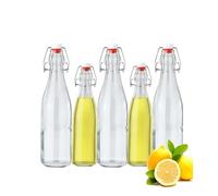 Szfanyangxuan Lot de 5 bouteilles en verre avec bouchon mécanique - 3 x 500 ml + 2 x 250 ml - Idéal pour l'huile, le vinaigre, les jus et les boissons
