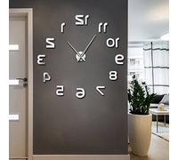 SZG Bricolage Grand Miroir Mural Design Moderne numéros inversés sans Cadre Effet Miroir de Luxe Grande Aiguille Horloge inversée (Argent, 37")