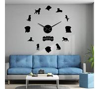 SZG Chien de Garde de Race Chien Rottweiler Grande Horloge Murale Bricolage Horloge contemporaine J'aime Mon Rottie décor à la Maison Cadeau pour Les Amoureux des Chiens (Noir, 37 ")