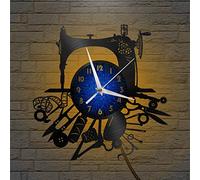 SZG Outils de Couture thème Horloge Murale Disque Vinyle pour Cuisine Salon, Cadeau pour Hommes/Femmes/Maman/Papa 1(B) avec LED