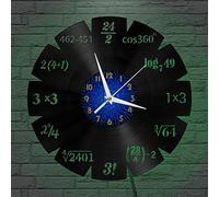SZGFR Mathématiques Horloge Murale en Vinyle, Horloge d’Enregistrement en Vinyle Art Mural Noir 12 Pouces pour Chambre à Coucher de Salon(12 Pouces B avec LED)