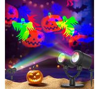 SZGIARUY Projecteur Halloween ExtéRieur éTanche Dynamique Avec AraignéEs Et Chauves-Souris Lumineuses Projecteur Halloween éTanche à Double TêTe LumièRes De FêTe Pour DéCoration De Jardin, Mur, FêTe