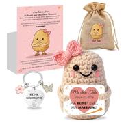 Szhhrxi Cadeau Original Marraine, Peluche Patate Tricotée Main Veux-tu être ma Reine...euh... Ma Marraine? avec Porte-Clés - Idée Filleule pour Demande de Marraine Baptême Communion Anniversaire