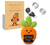 Szhhrxi Carotte Positive Français en Peluche Crochet avec Porte-Clés Motivant, Cadeau Collègue de Travail Femme Homme, Idée de Cadeau de Départ, Retraite pour Le Bureau