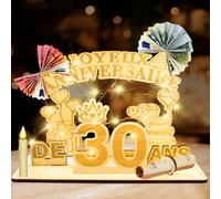 Szhhrxi Carte Anniversaire 30 ans Bois. Cadeau Carte idee Postale Bois Decoration 30 Ans, Personnalisé Deco Joyeux Anniversaire Happy Birthday Cadeaux pour Femme Homme, Original (30 ans)