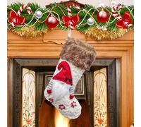 Szhhrxi Chaussettes de Noel a Suspendre, 40 CM Grande Chaussette de Noel Personnalisé, Tricotées Botte de Noel, Chaussette Deco de Noel pour Décoration Sapin de Noel Cheminée (Blanc)