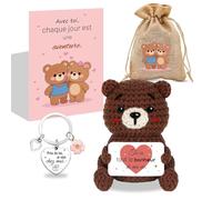 Szhhrxi Ourson au Crochet, Cadeau Couple Romantique pour Saint-Valentin, Anniversaire, Mariage - Mini Ours Je t'aime Cadeaux - Cadeau Amoureux pour Lui et Elle, Femme, Homme, Copain, Copine