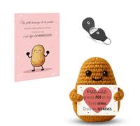 Szhhrxi Poupées de Pomme de Terre en Français avec Porte Clés et Carte, Cadeau Original & Amusant, Idée Drôle Anniversaires pour Homme Femme Collègue, Gadget Utile Rigolo Motivation (Patate)