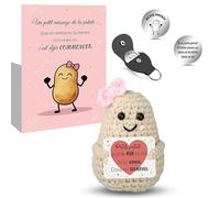 Szhhrxi Poupées de Pomme de Terre en Français avec Porte Clés et Carte, Cadeau Original & Amusant, Idée Drôle Anniversaires pour Homme Femme Collègue, Gadget Utile Rigolo Motivation (Fille)