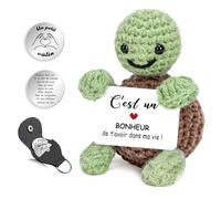 Szhhrxi Poupées de Tortue Positive en Français, Petite Tortue Positive, Tortue au Crochet avec Porte Clés, Cadeau Femme Original & Amusant, Drôle Cadeaux pour Enfant Couple Collègue (Tortue)