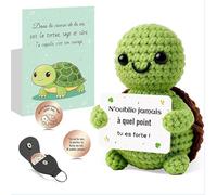 Szhhrxi Tortue Positive - Poupée en Crochet avec Message Inspirant, Porte-Clés et Carte - Cadeau Original et Motivant pour Femme, Enfant, Collègue