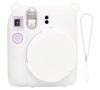 SZHSYJY Étui souple en silicone pour appareil photo Fujifilm Instax Mini 12 et Mini 12 avec housse d'objectif amovible, dragonne (blanc)