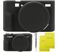 SZHSYJY G7X Mark II Coque en silicone amovible pour objectif Canon PowerShot G7X ii, livré avec 2 films protecteurs d'écran et 1 dragonne. Accessoires G7X (Noir)