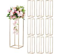 Sziqiqi 10 Pièces Support Fleur Mariage Métal Or 80cm Haut, Vase Fleurs Colonne Centres Table Géométriques Vase pour Tables, Porte-Fleur Rectangulaire Présentoir Fleurs pour Décoration Fête Mariage