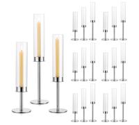 Sziqiqi 18 Pièces Bougeoirs avec Verre pour Centre de Table Mariage - 48cm Chandeliers en Métal Moderne Photophore Hurricane Decorative pour Cheminée Table à Manger Maison Décor