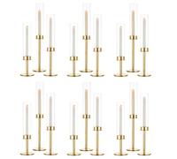 Sziqiqi 18 Pièces Bougeoirs avec Verre pour Centre de Table Mariage - 48cm Grands Chandeliers en Métal Moderne Photophore Hurricane Decorative pour Cheminée Table à Manger Maison Décor