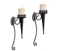 Sziqiqi 2Pcs Bougeoirs Photophore Chandelier, Bougeoir Mural Supports pour Bougies Piliers, Candélabre Bougeoirs Suspendu pour la Décoration de Cheminée de Salon de Mariage, Noir