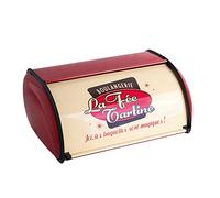 Sziqiqi Boîte à Pain Vintage Comptoir de Stockage De pain de 33cm avec Roll-top et Garniture de Protection pour Garder les Petits Pains Biscuits Muffins au Four Bon Frais et Savoureux, Rouge