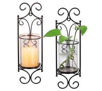 Sziqiqi Bougeoir Mural avec Verre Tempête, Chandeliers Supports pour Bougies Piliers Décoration Murale Photophore Applique Métal pour Salon Chambre À Coucher Cheminée Esszimmer Salle de Bain