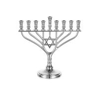 Sziqiqi Chandelier Hanouka 9 Branches: Menorah Hanouka Petite avec Etoile de David - Hanoukia Menorah Argentde Zinc 19 cm de Hauteur pour Table Voyage Fenêtre