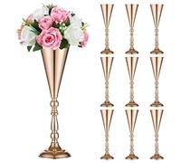 Sziqiqi Ensemble de 10 Pièces Maîtresses de Mariage en Métal pour Les Tables de Réception, Support de Vase à Fleur en Or, Décors de Base pour la Fête, Anniversaire, Cérémonies de Célébration, Or